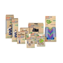 Tesafilm® Eco & Crystal – Tour de 8 Rouleaux 33 m x 19 mm - Ruban Adhésif Transparent Haute Qualité, 90 % PET Recyclé - Déroulement Silencieux