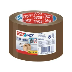 Tesapack Extra Strong - 3 Rubans adhésifs d'emballage - 50 mm x 66 m - havane