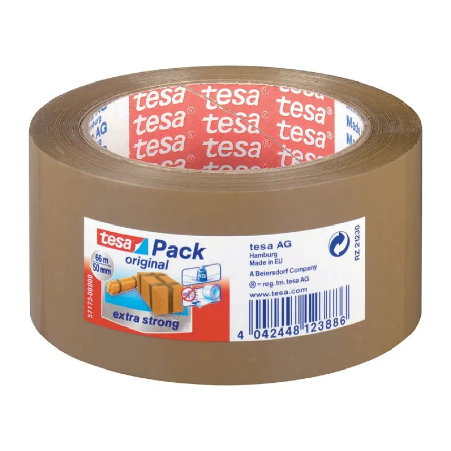 Tesapack Extra Strong - 6 Rubans adhésifs d'emballage - 50 mm x 66 m - havane