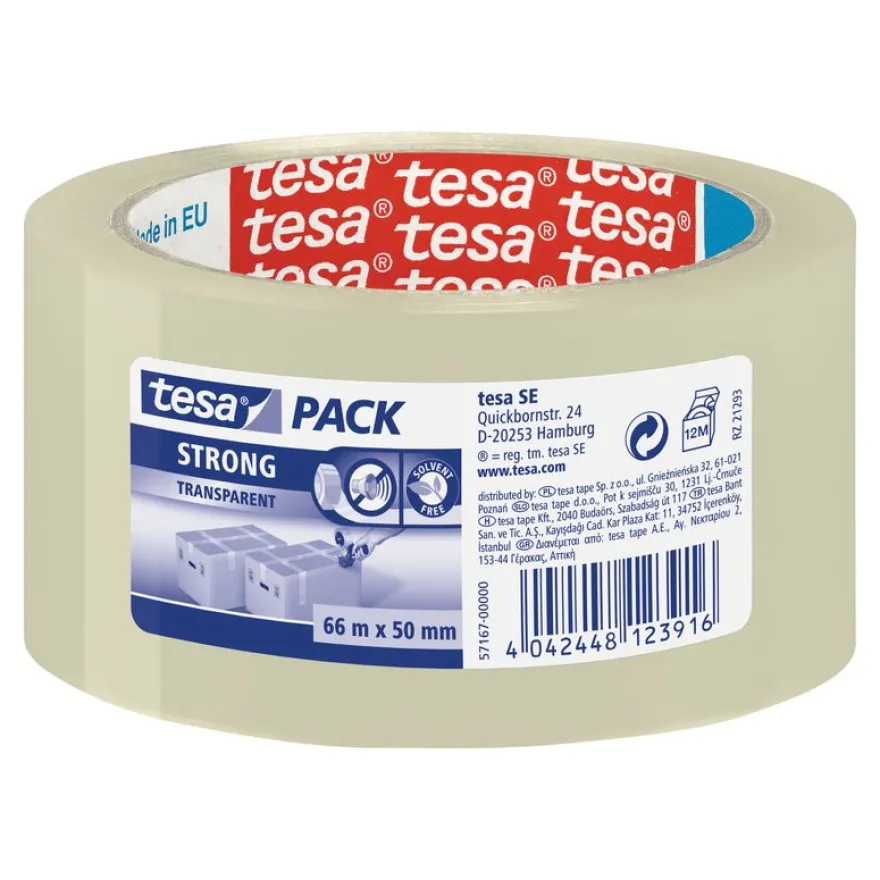 Tesapack Strong - Ruban adhésif d'emballage - 50 mm x 66 m - transparent