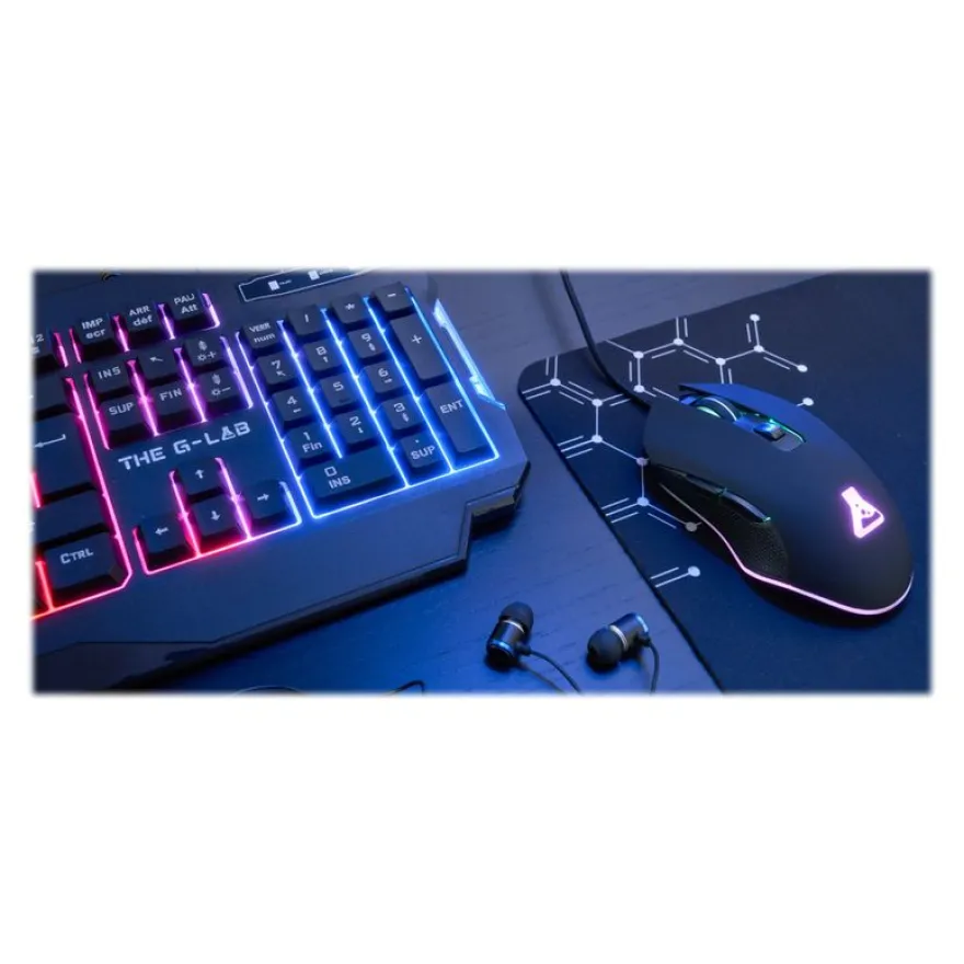 The G-Lab COMBO HELIUM - ensemble de clavier, souris, casque et tapis de souris - Azerty - Français