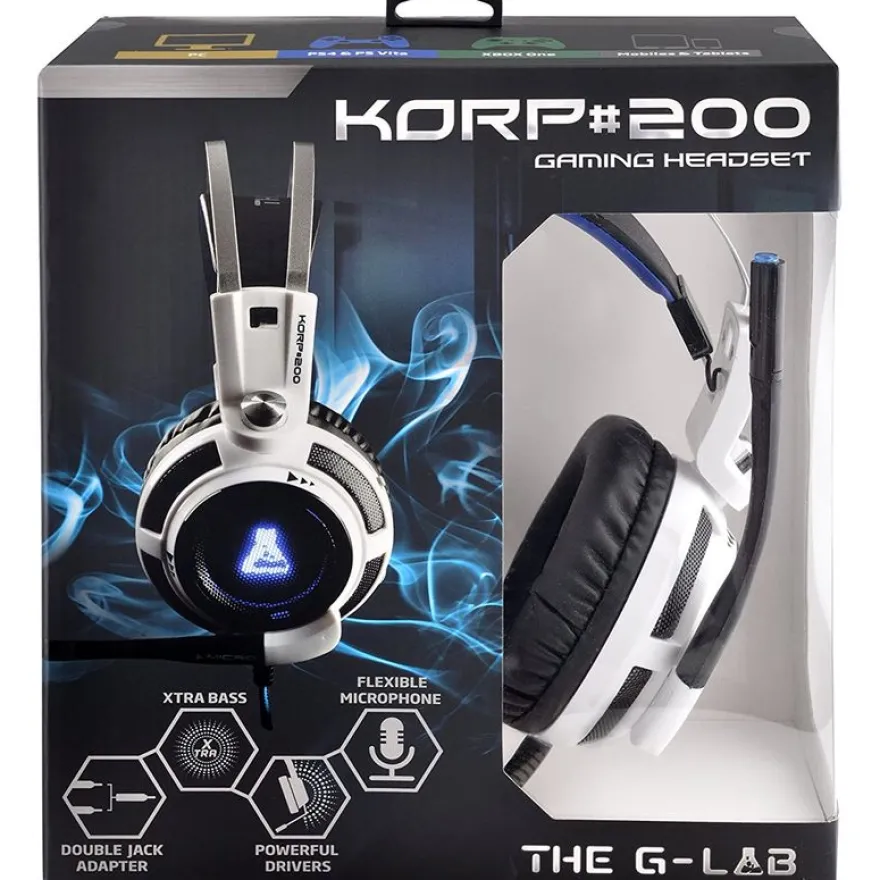 THE G-LAB KORP200 - Casque gamer filaire avec micro - noir/gris