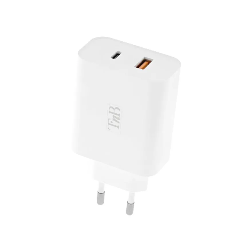 T'nB - Chargeur secteur ultra compact - 2 connecteurs de sortie (USB-A, USB-C)