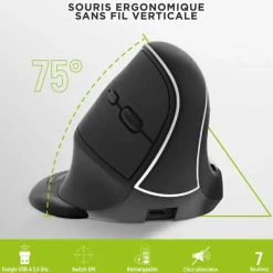 T'nB - Souris sans fil ergonomique pour droitier - noir