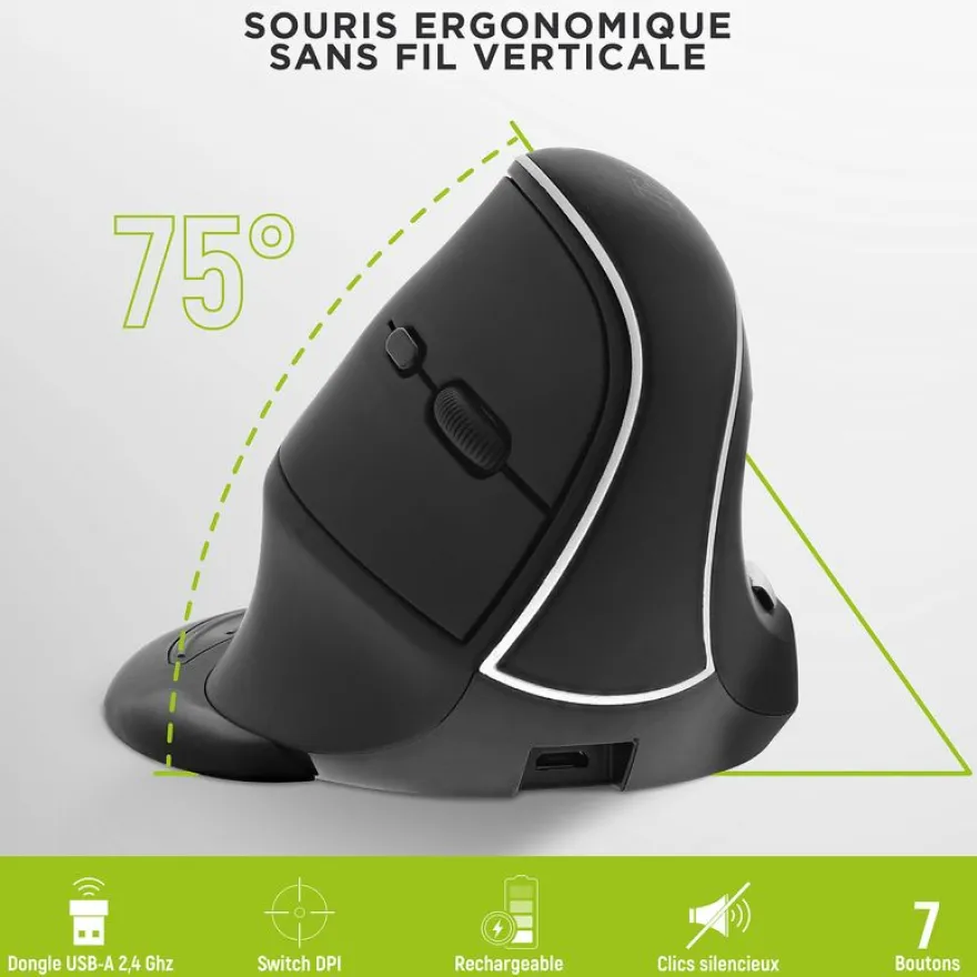 T'nB - Souris sans fil ergonomique pour droitier - noir