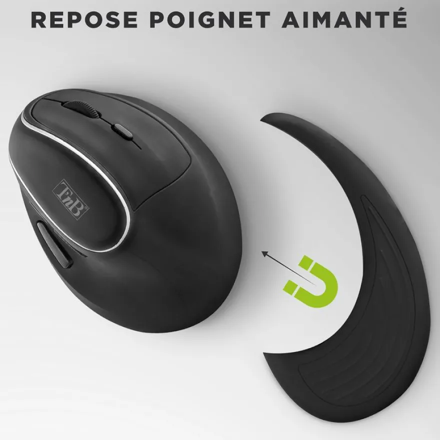 T'nB - Souris sans fil ergonomique pour droitier - noir