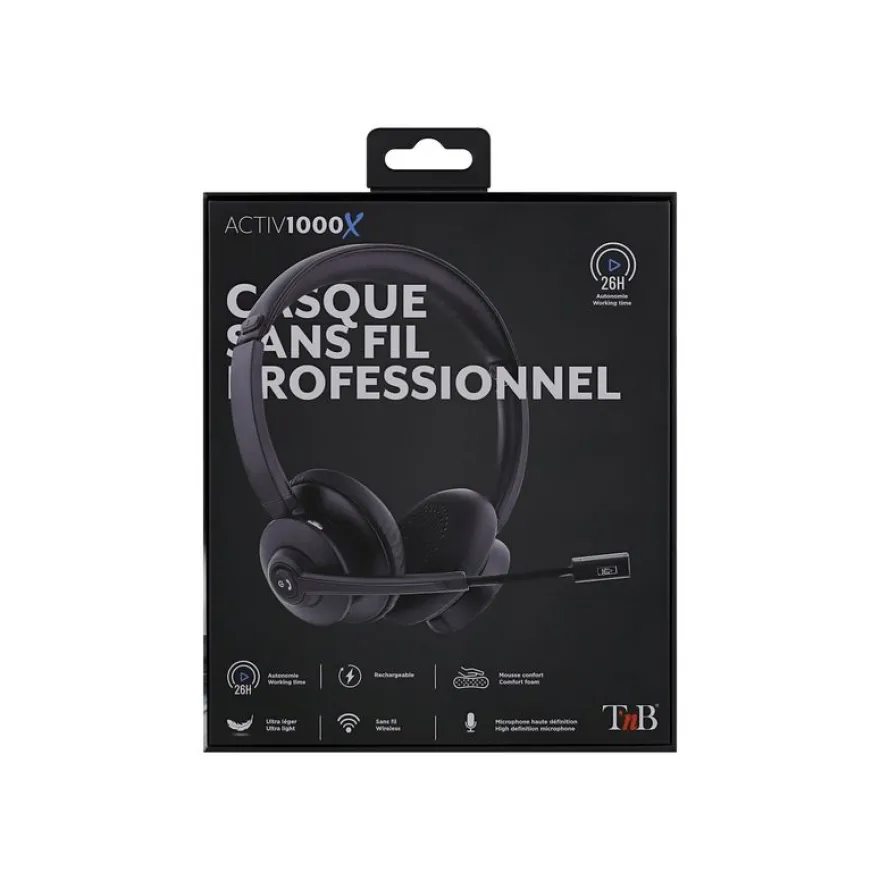 T'nB ACTIV 1000X - Casque sans fil avec micro - bluetooth - noir