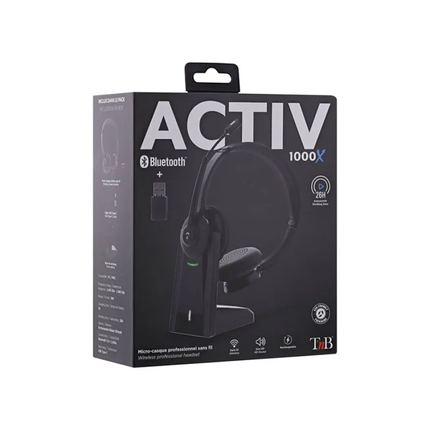 T'nB ACTIV 1000X - Casque sans fil avec micro - bluetooth - noir