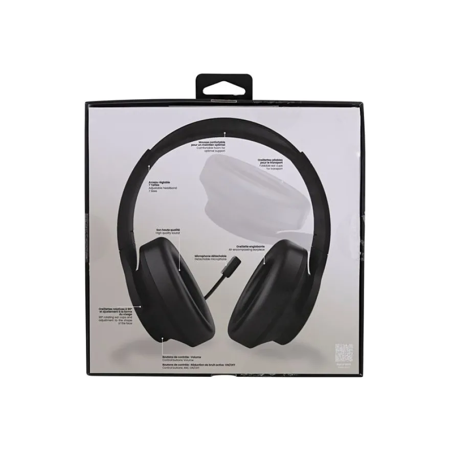 T'nB ACTIVANC - Micro-casque - sur-oreille - Bluetooth - sans fil - Suppresseur de bruit actif - noir