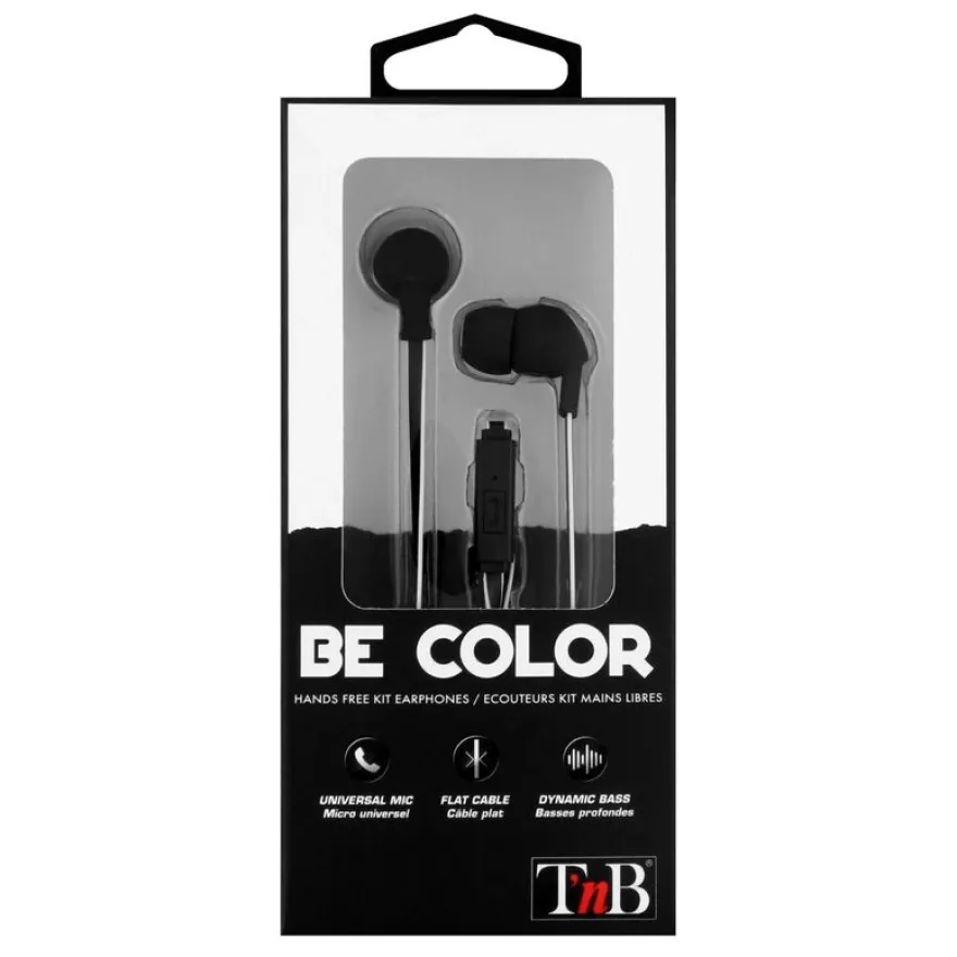 T'nB BE COLOR Kit main libre - Ecouteurs filaire avec micro - intra-auriculaire - noir