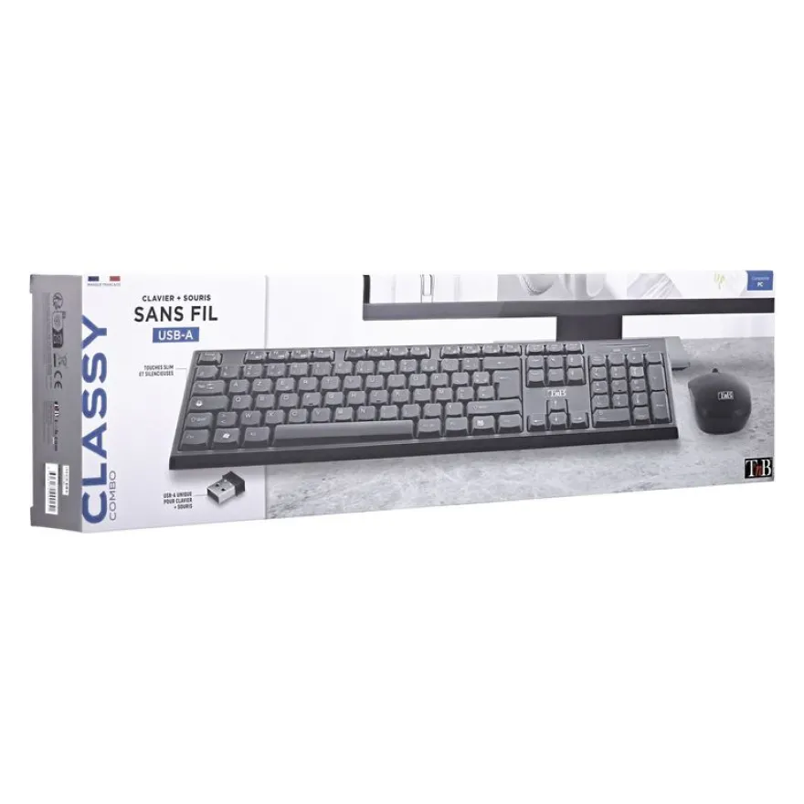 T'nB CLASSY - Pack clavier + souris sans fil - noir