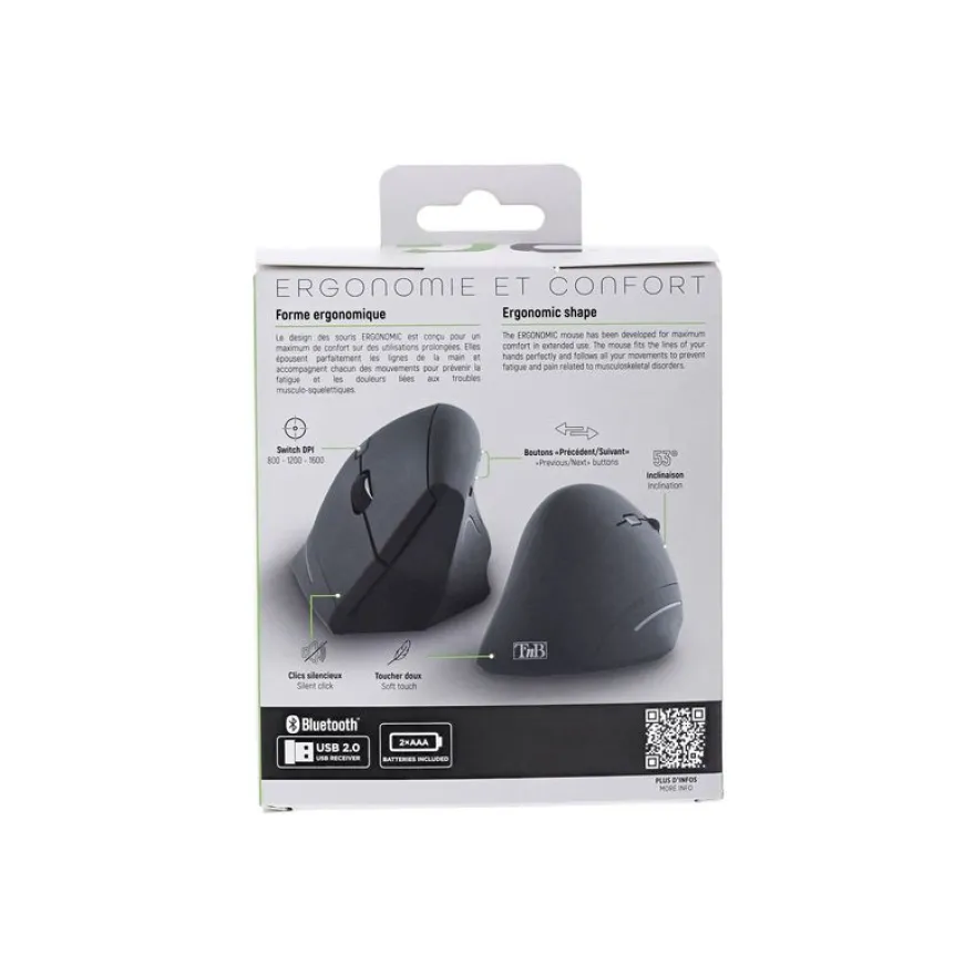 T'nB Ergo - Souris filaire verticale - ergonomique - noir