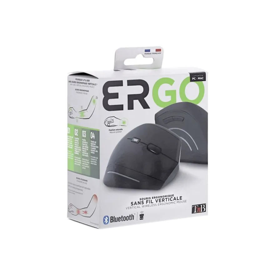 T'nB Ergo - Souris filaire verticale - ergonomique - noir