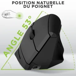 T'nB Ergo - Souris sans fil ergonomique verticale - rechargeable - double connexion Bluetooth + USB-A