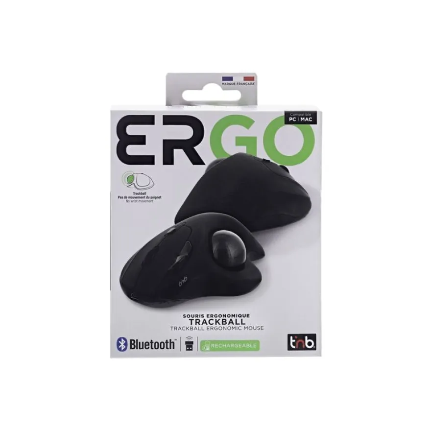 T'nB Ergo DUAL CONNECT - Souris sans fil ergonomique - rechargeable - 7 boutons - noir