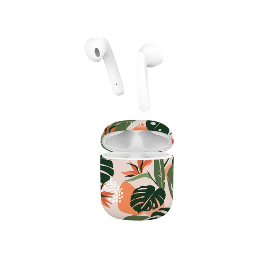 T'nB Exclusiv Jungle - Kit main libre - écouteur sans fil bluetooth - blanc boitier jungle