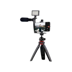 T'nB Influence - Pack Vlogger vidéo avec mini-trépied, support smartphone, micro, projecteur LED et télécommande Bluetooth