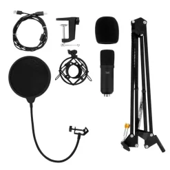T'nB PACK STREAMER - Pack micro + filtre + bras articulé pour youtubers et stremer- noir