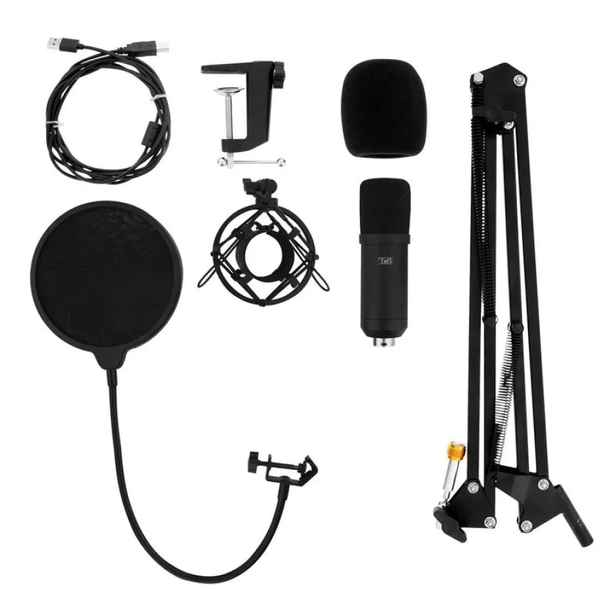 T'nB PACK STREAMER - Pack micro + filtre + bras articulé pour youtubers et stremer- noir