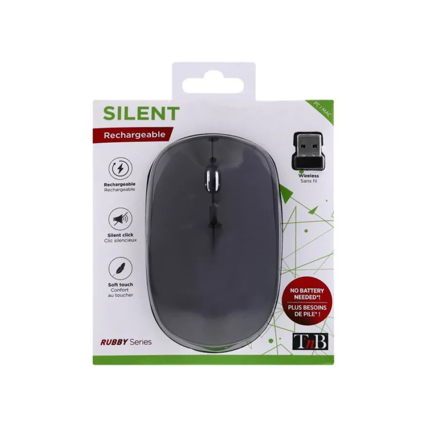 T'nB Rubby - souris sans fil rechargeable - gris anthracite