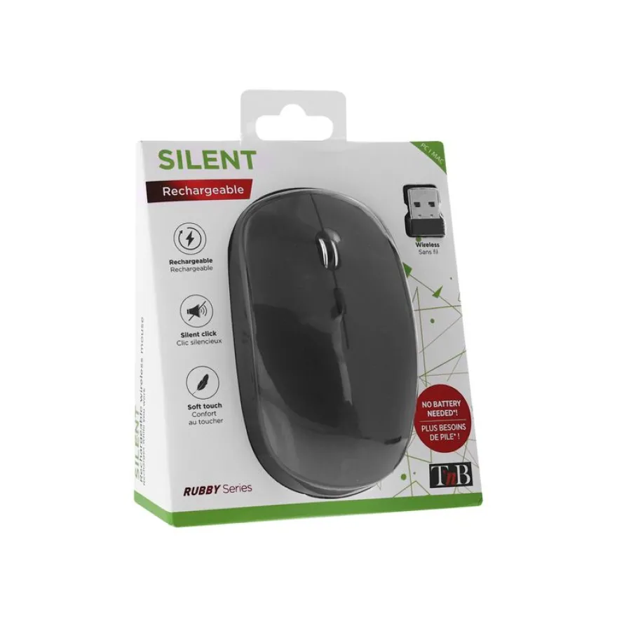 T'nB Rubby - souris sans fil rechargeable - gris anthracite