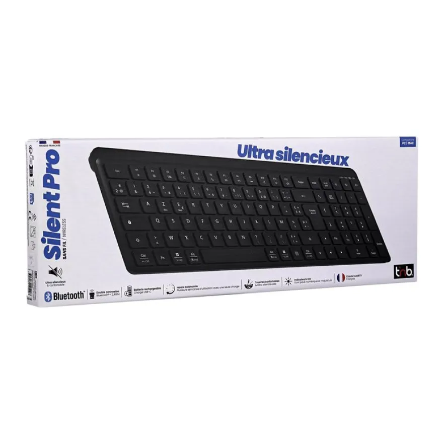 T'nB SILENT PRO - Clavier sans fil rechargeable - AZERTY - noir