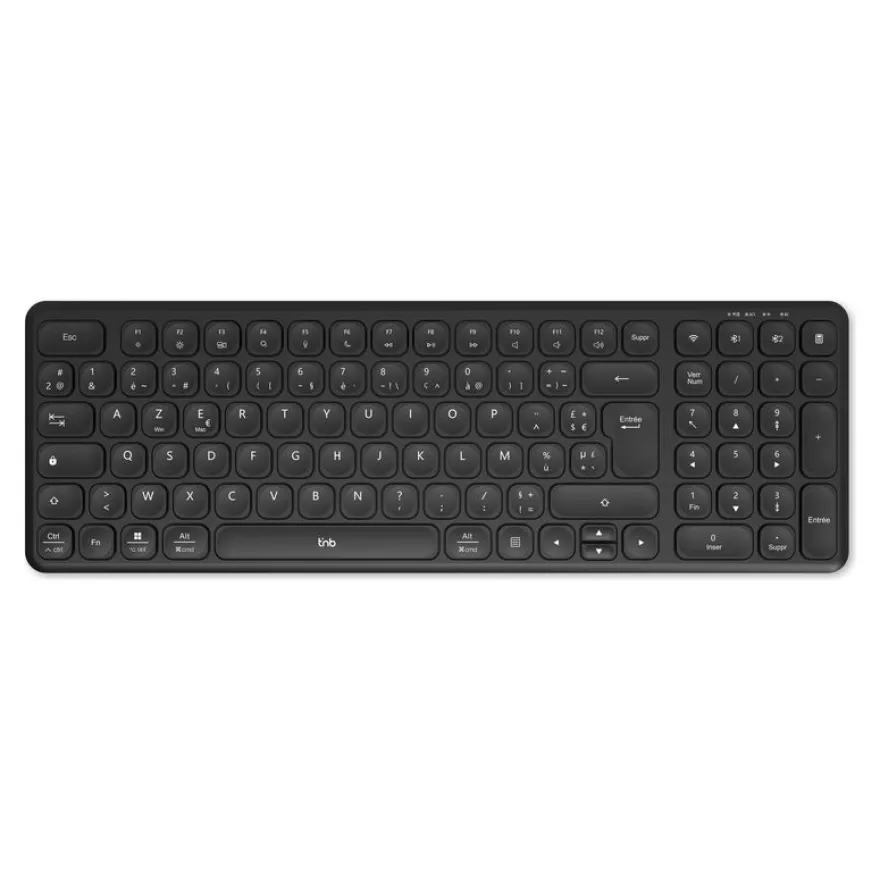 T'nB SLIM PRO - Clavier sans fil rechargeable - Bluetooth, 2.4 GHz - noir