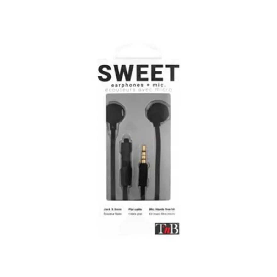 T'nB SWEET - Kit main libre - Ecouteurs filaire avec micro - intra-auriculaire - noir