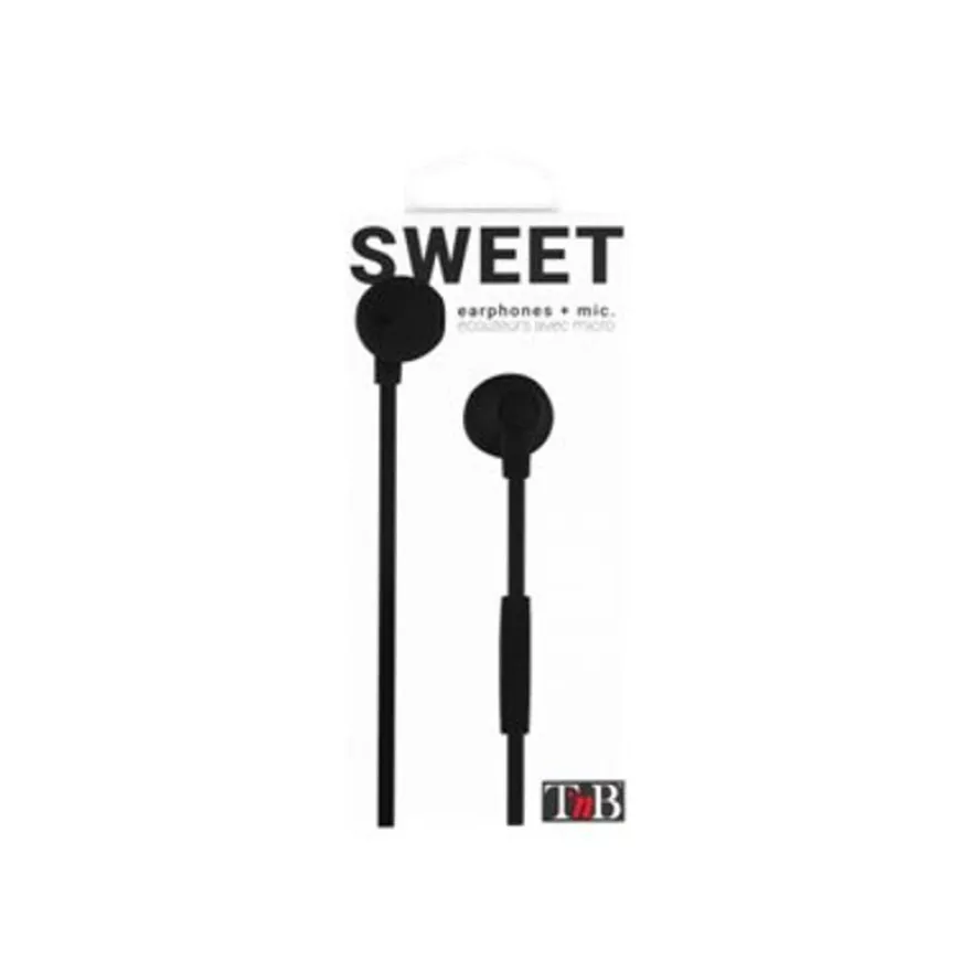 T'nB SWEET - Kit main libre - Ecouteurs filaire avec micro - intra-auriculaire - noir