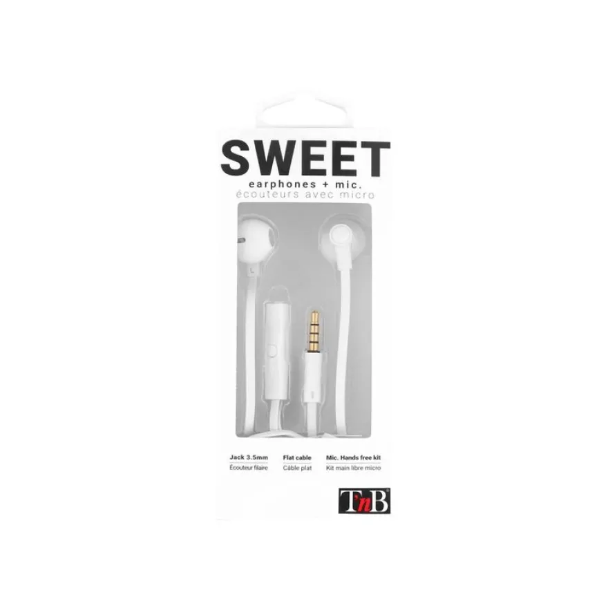 T'nB SWEET - Kit main libre - Ecouteurs filaire avec micro - intra-auriculaire - blanc