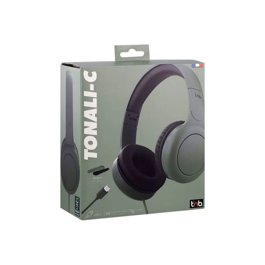 T'nB TONALITY - Casque filaire - USB-C - vert sauge, noir fumé