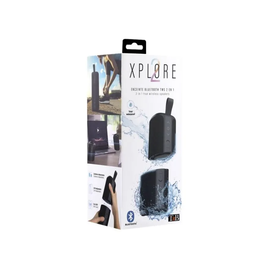 T'nB XPLORE - enceinte sans fil Bluetooth - waterproof - séparable en 2 - noir