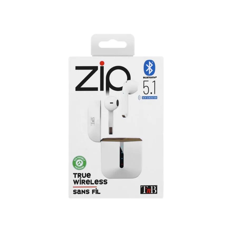 T'nB ZIP - Kit main libre - écouteur sans fil bluetooth - blanc