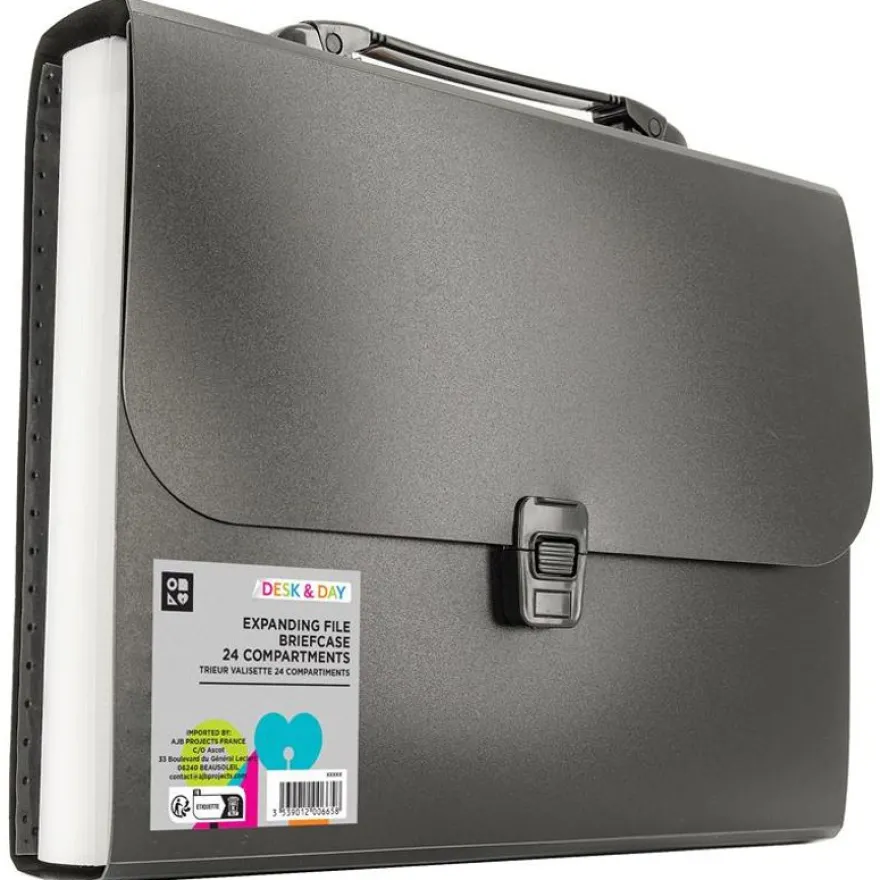 Trieur valisette extensible – 24 compartiments – format A4 - noir