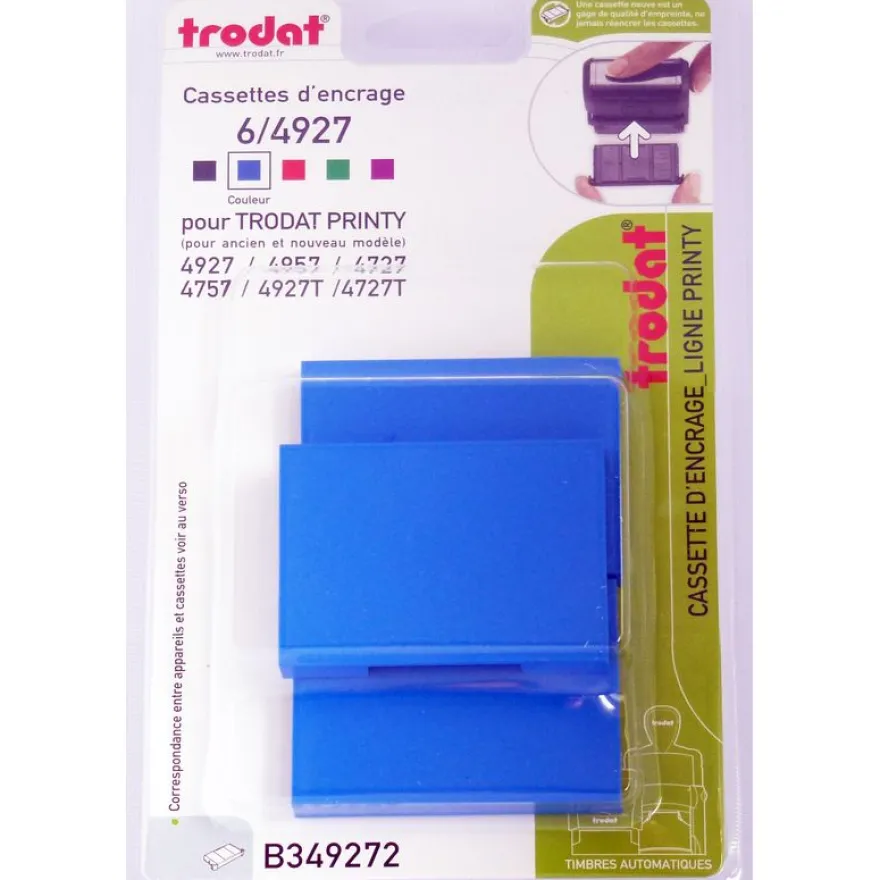 Trodat - 3 Encriers 6/4927 recharges pour tampon Printy 4927/4727/4957 - bleu