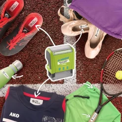 Trodat – Tampon pour marquer les affaires des enfants + étiquettes adhésives et bande thermocollante (à composer soi-même)
