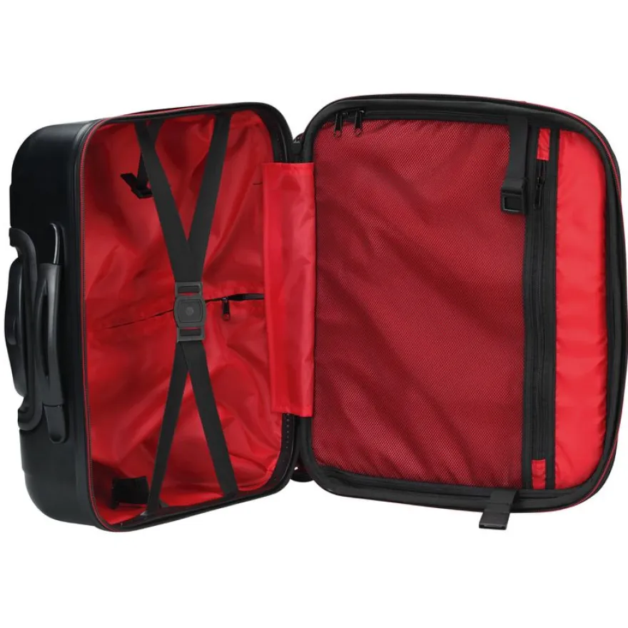 Trolley à 4 roulettes coque ABS SIGN coloris noir & rouge