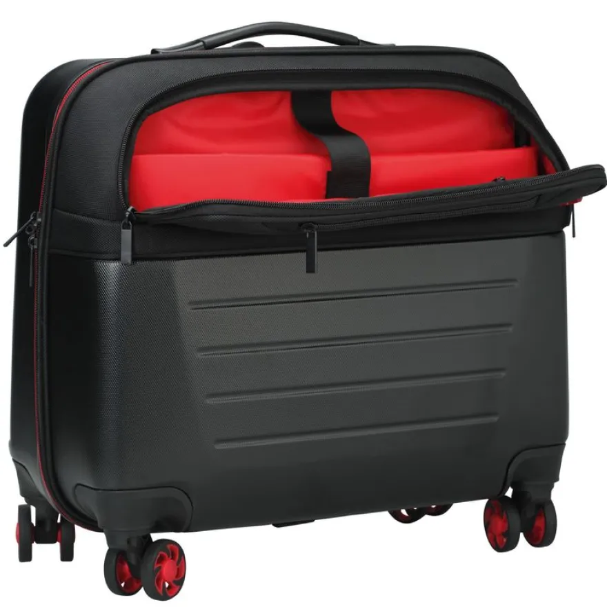 Trolley à 4 roulettes coque ABS SIGN coloris noir & rouge