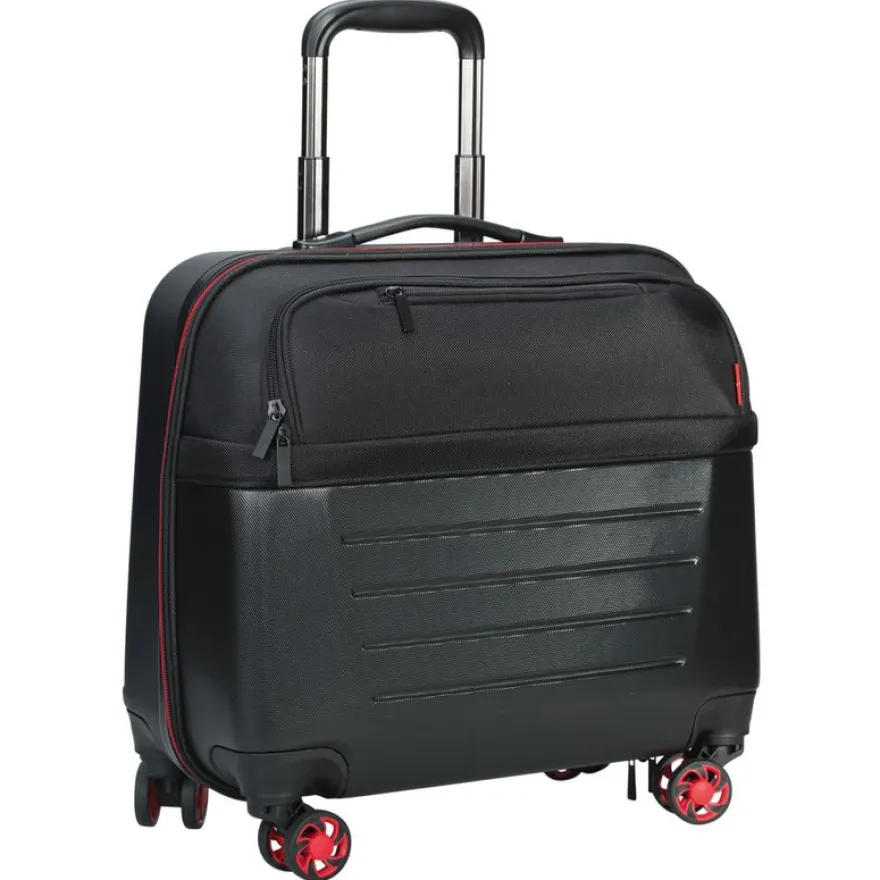 Trolley à 4 roulettes coque ABS SIGN coloris noir & rouge