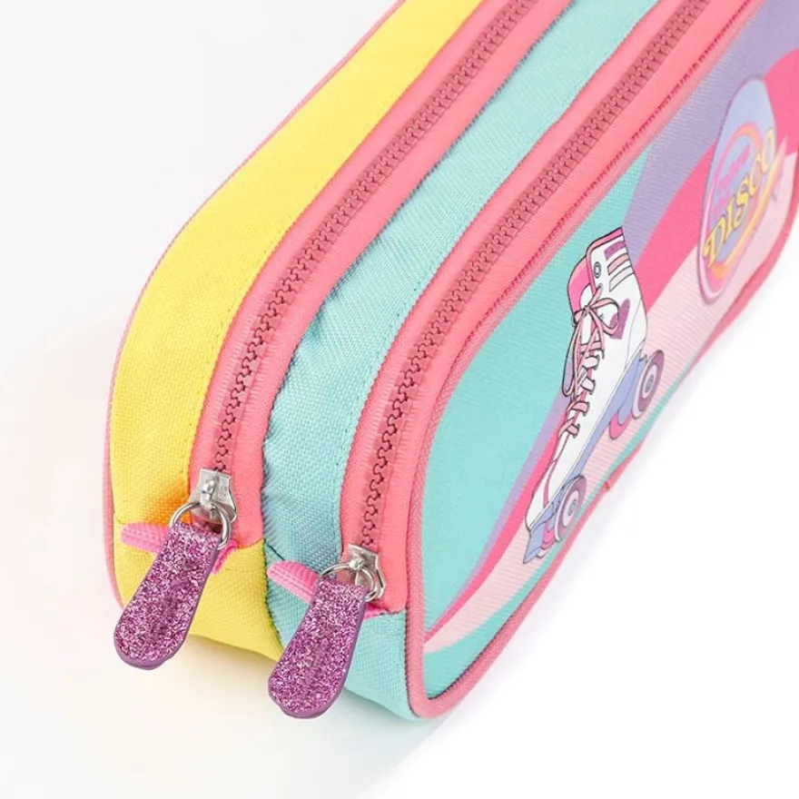 Trousse Roller Disco - 2 compartiments - bleu - Viquel