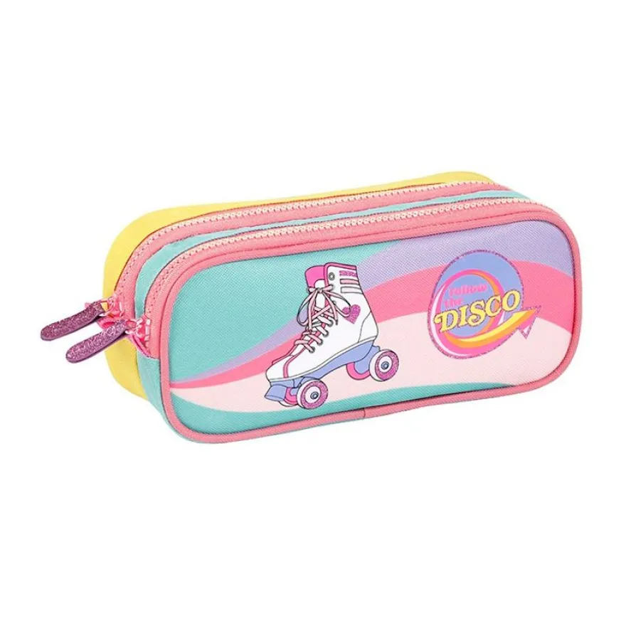 Trousse Roller Disco - 2 compartiments - bleu - Viquel