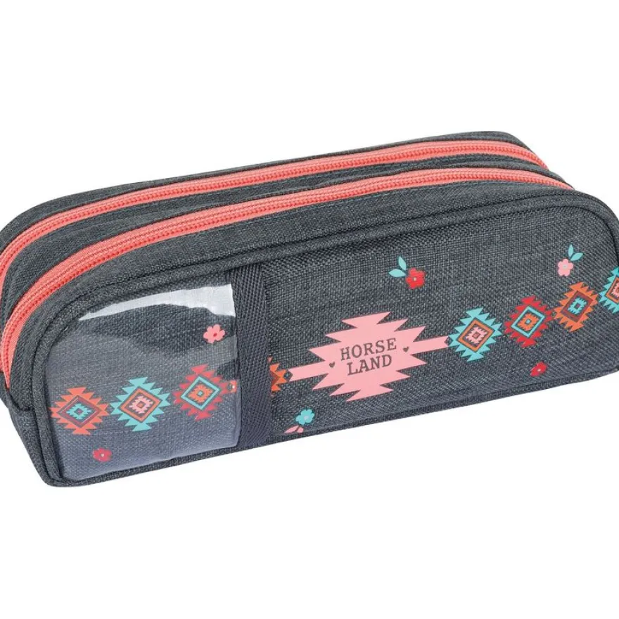 Trousse Cheval - 2 compartiments - gris chine - Oberthur