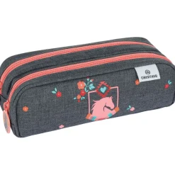 Trousse Cheval - 2 compartiments - gris chine - Oberthur