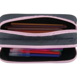 Trousse Cosmic Girls - 2 compartiments - gris anthracite - Oberthur