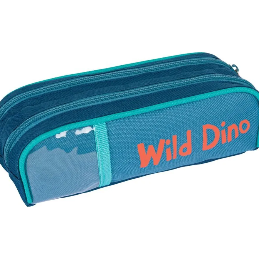 Trousse Dino - 2 compartiments - marine et bleu - Oberthur