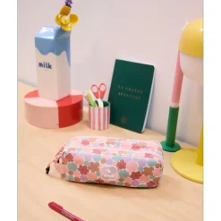 Trousse double entrée scolaire Juliette - 22 x 7 x 9 cm - disponible dans différentes couleurs - Biopic