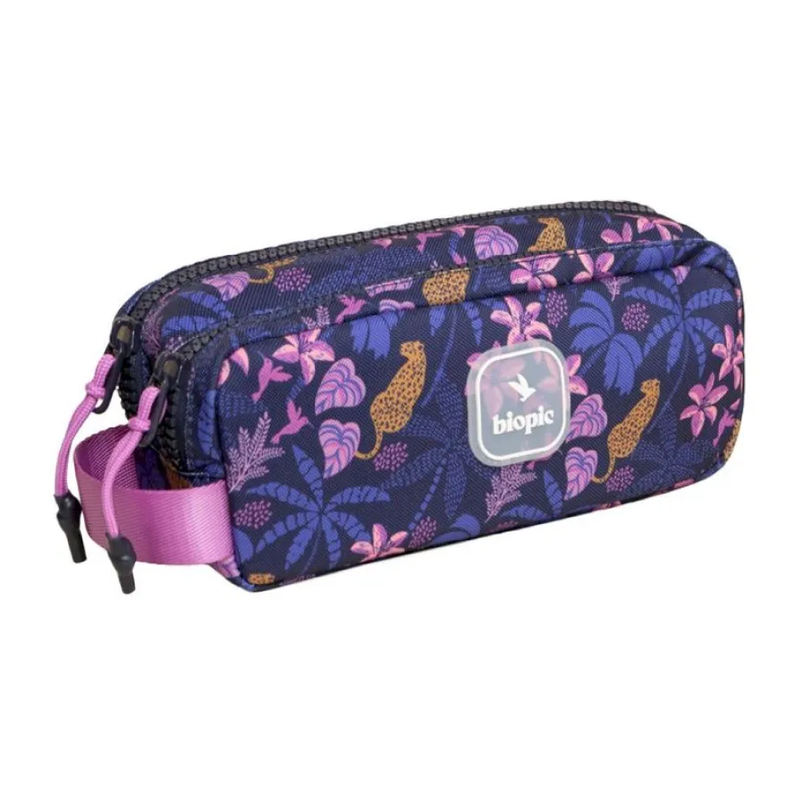 Trousse double entrée scolaire Juliette - 22 x 7 x 9 cm - disponible dans différentes couleurs - Biopic