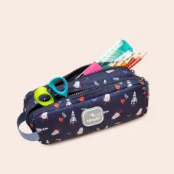 Trousse double entrée scolaire Juliette - 22 x 7 x 9 cm - disponible dans différentes couleurs - Biopic