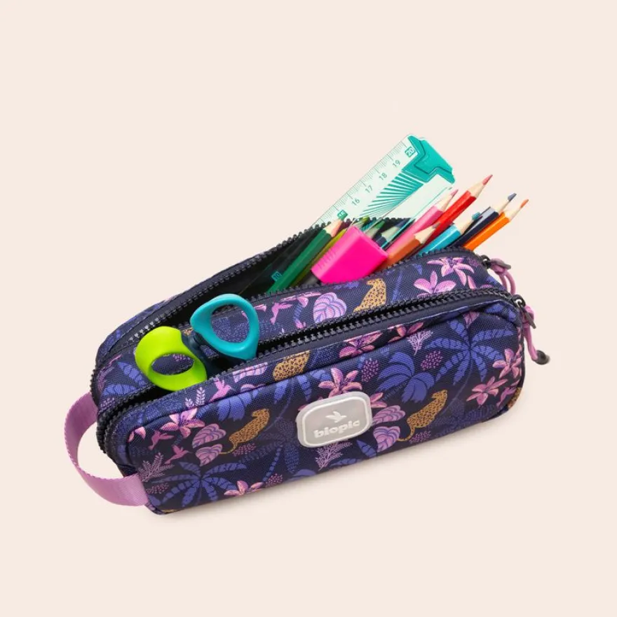 Trousse double entrée scolaire Juliette - 22 x 7 x 9 cm - disponible dans différentes couleurs - Biopic