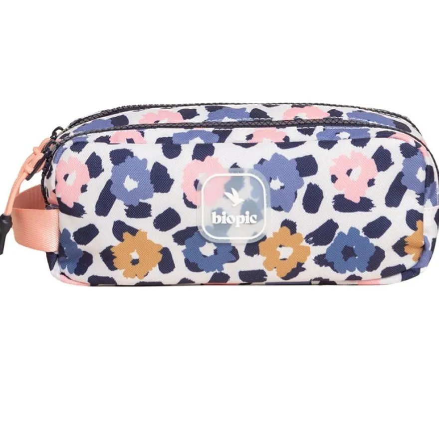 Trousse double entrée scolaire Juliette - 22 x 7 x 9 cm - disponible dans différentes couleurs - Biopic